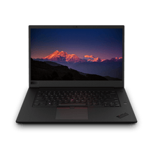 Lenovo ThinkPad P15 Gen 1 mobile workstation open view showing keyboard and 15.6-inch touchscreen